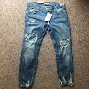 Zara, distressed cigarette jeans size 38
